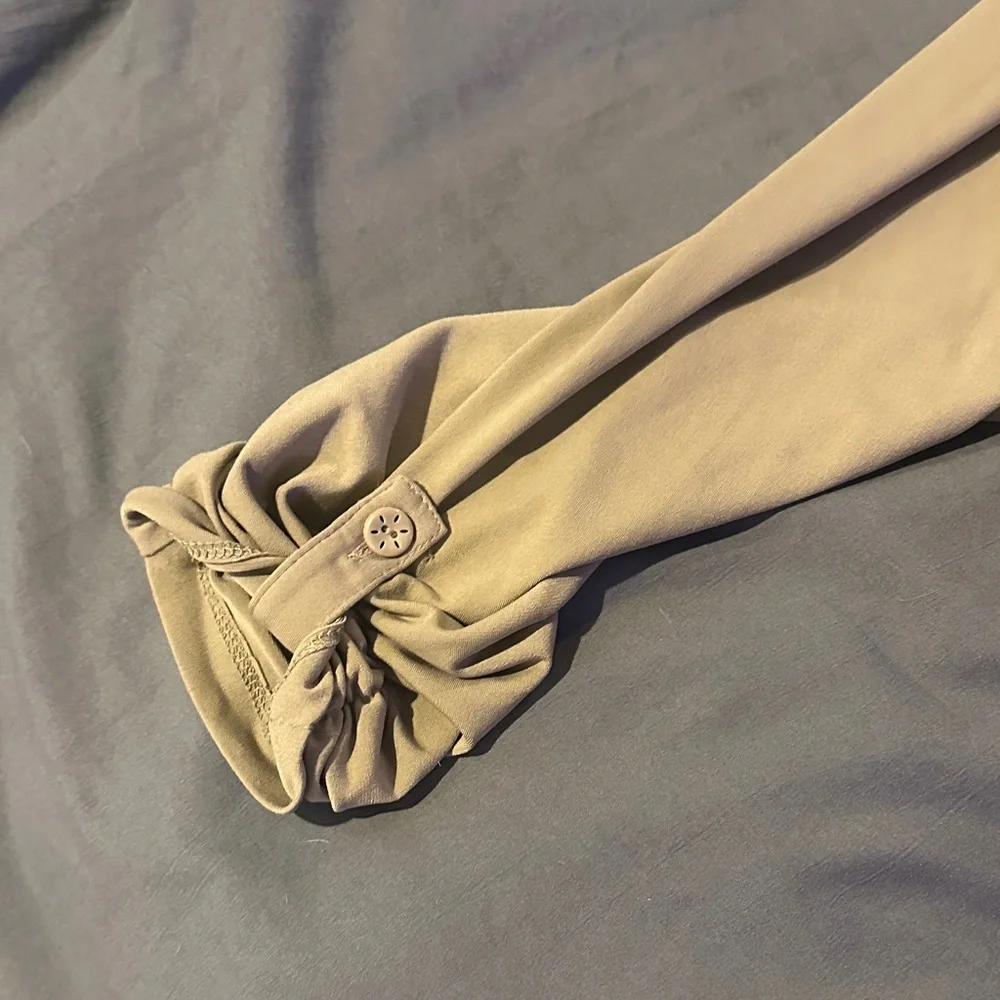 Susan Graver Liquid Knit  Women's Open Front Cardigan in Tan/Taupe color